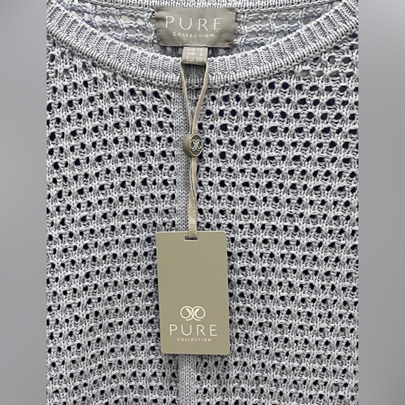 PURE COLLECTION COTTON MESH SWEATER BLUE SIZE 6 NEW WITH TAGS c7 - Picture 5 of 5